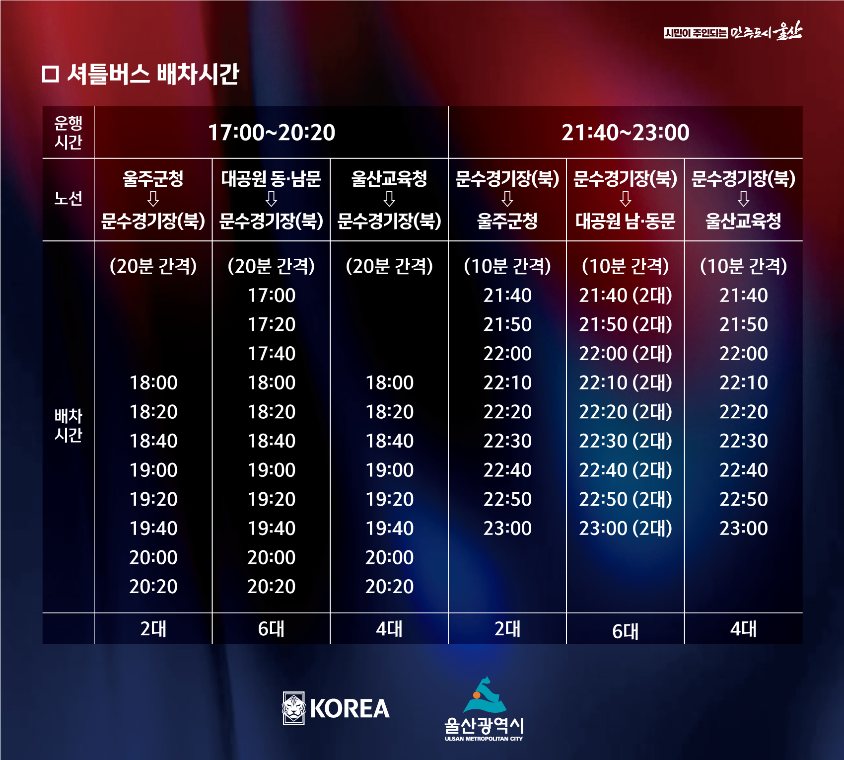 2026 축구국가대표팀 친선경기 셔틀버스